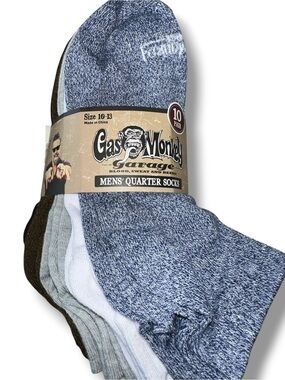 GAS MONKEY 🐵 Men's Low Profile Quarter Docks Socks (10 Pack) Assorted SZ 10-13